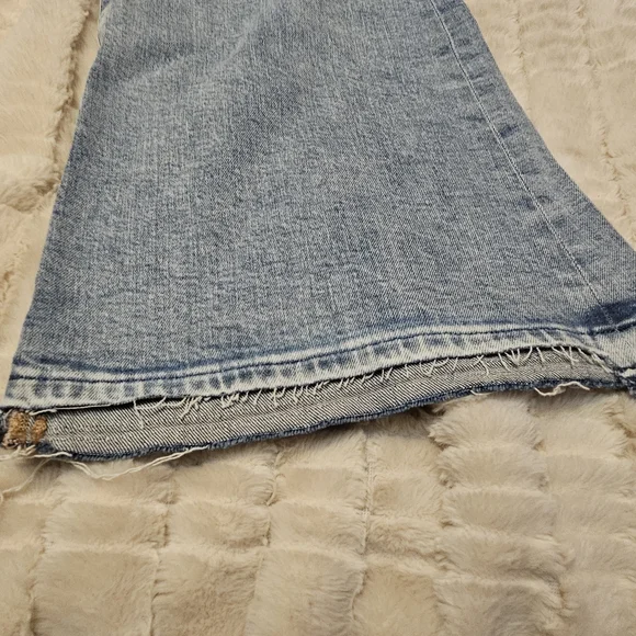 Express Light Blue Distressed Flare Jeans - Picture 3 of 6